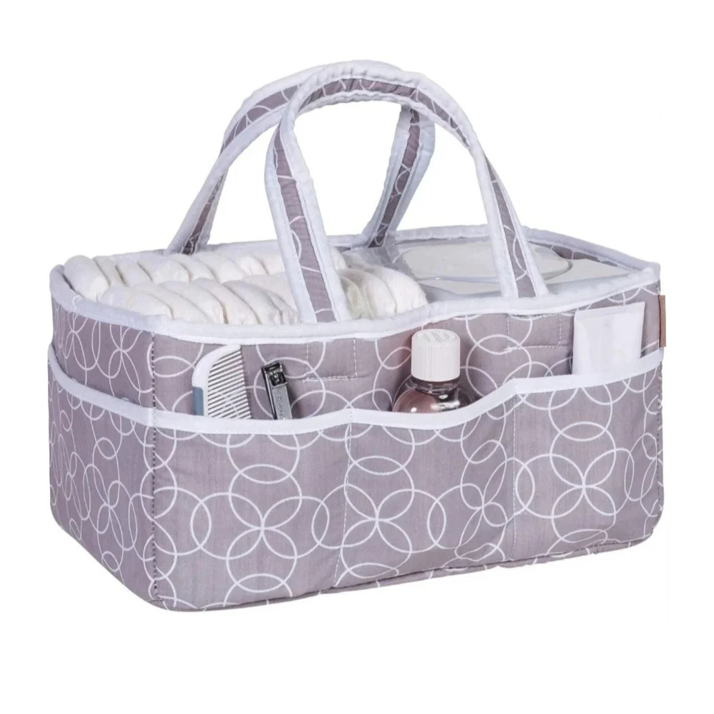 SET OF 2 TREND LAB STORAGE CADDY CIRCLE BODY AND CHANGING PAD COVERS